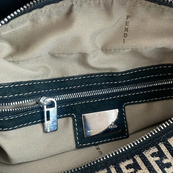 Fendi Semitracolla Piccola suede leather monogram shoulder bag purse AUTHENTIC - Picture 12 of 15